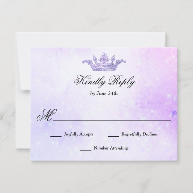 Tarjeta De Confirmación De Asistencia Lilac Purple Quinceanera (Anverso)