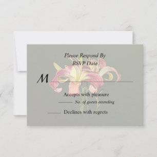 Tarjeta De Confirmación De Asistencia Lilios Rosa Oscuro Con Centros Amarillos