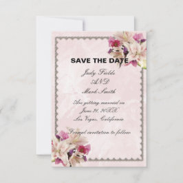 Tarjeta De Confirmación De Asistencia Lily Floral Pink Marble Wedding Salven La Fecha