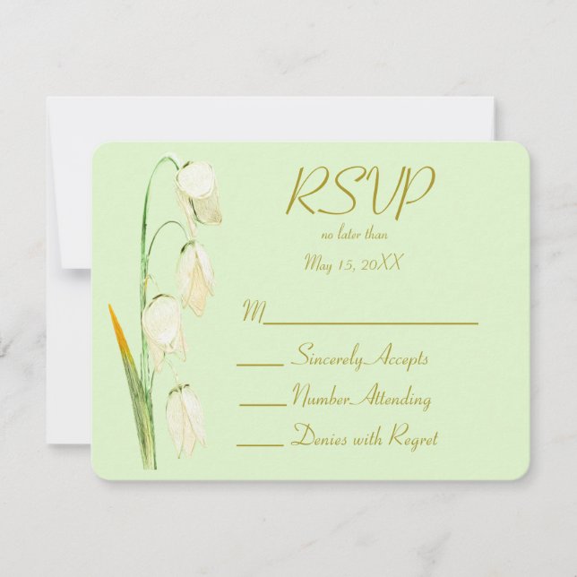 Tarjeta De Confirmación De Asistencia Lily of Norway Sage Boda (Anverso)