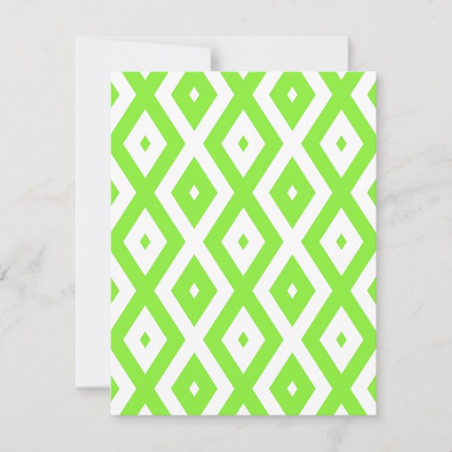 Tarjeta De Confirmación De Asistencia Lime green and white diamond pattern (Anverso)