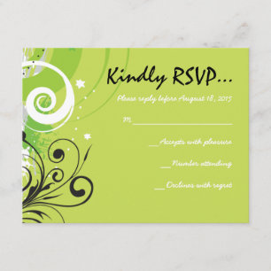 Tarjeta De Confirmación De Asistencia LIME GREEN SWIRS & STARS Bat Mitzvah Reply Card