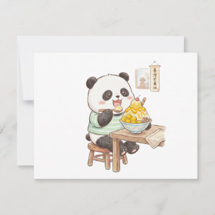Tarjeta De Confirmación De Asistencia Lindo Panda Comiendo Comida de Hielo Rallado de Ma