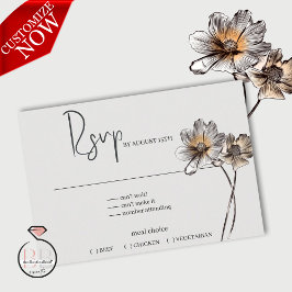 Tarjeta De Confirmación De Asistencia Línea mínima Art Terracotta Poppies