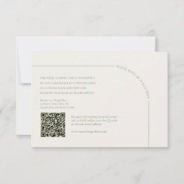 Tarjeta De Confirmación De Asistencia Linen & Sage Green with QR Code Boho Minimalist