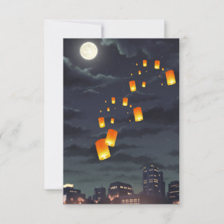 Tarjeta De Confirmación De Asistencia Linterna del cielo/lámpara amarilla/luz nocturna