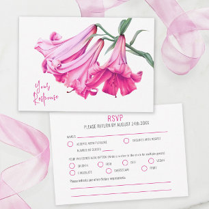 Tarjeta De Confirmación De Asistencia Lirio de trompeta rosa arte botánico boda