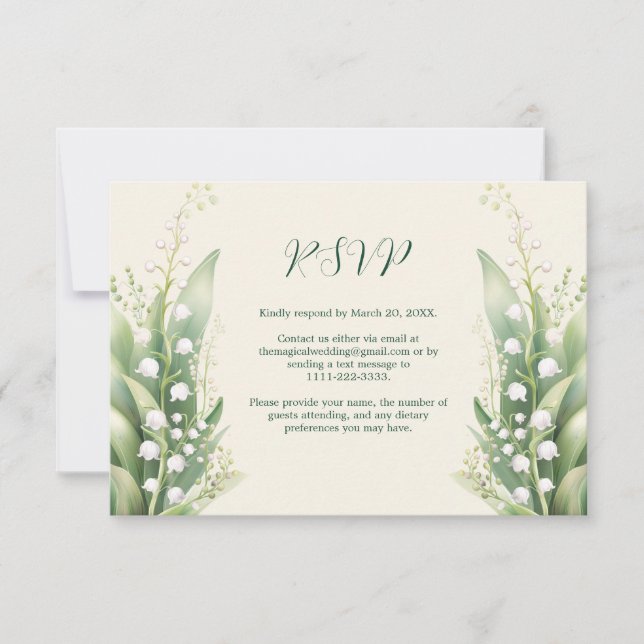 Tarjeta De Confirmación De Asistencia Lirio elegante del valle Boda Horiz (Anverso)