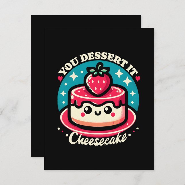 Tarjeta De Confirmación De Asistencia Lo postres - Cheesecake Kawaii (Anverso / Reverso)