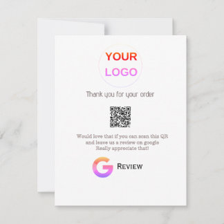 Tarjeta De Confirmación De Asistencia logotipo de reseña comercial de Google Scan QR rev