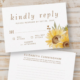 Tarjeta De Confirmación De Asistencia Los girasoles acuáticos conmemorativos responden a