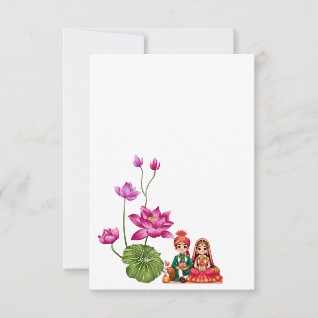 Tarjeta De Confirmación De Asistencia Lotus boda (Anverso)