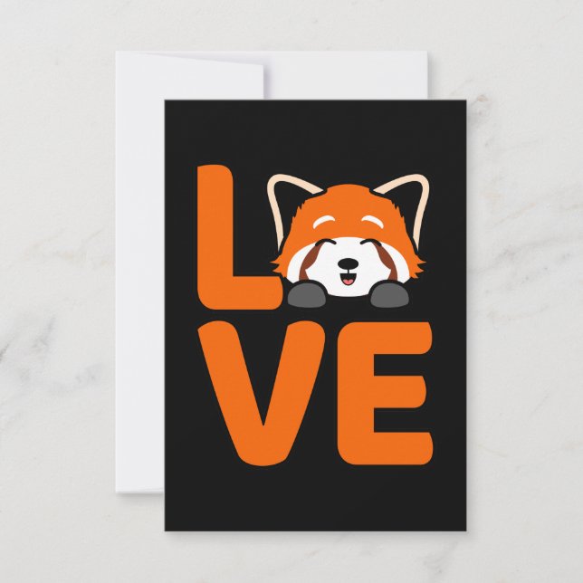 Tarjeta De Confirmación De Asistencia Love Pandas Cute Mascota Animal Red Panda Lover Gr (Anverso)