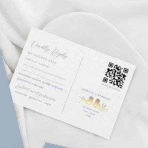 Tarjeta De Confirmación De Asistencia Lovebirds Azules Polvorientos QR