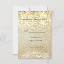 Tarjeta De Confirmación De Asistencia Luces brillantes Burlap & Lace Country Moda