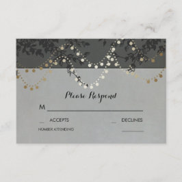 Tarjeta De Confirmación De Asistencia Luces de cadena de Relieve metalizado dorado Boda 