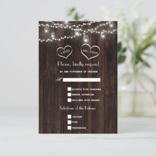 Tarjeta De Confirmación De Asistencia Luces de Cuerda Chic en Tarro de Mason para Boda e