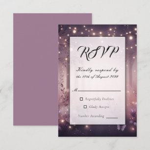 Tarjeta De Confirmación De Asistencia Luces de Hadas en Boda Resplandeciente del Bosque