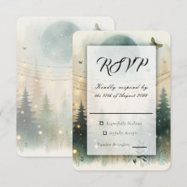 Tarjeta De Confirmación De Asistencia Luces de Hadas para Boda en un Caprichoso Bosque d
