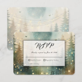 Tarjeta De Confirmación De Asistencia Luces de Hadas para Boda en un Caprichoso Bosque d
