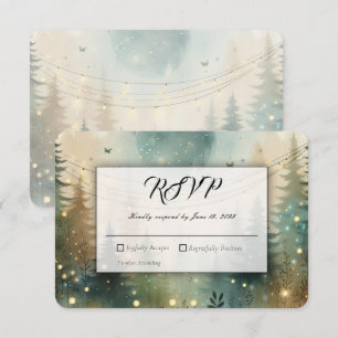 Tarjeta De Confirmación De Asistencia Luces de Hadas para Boda en un Caprichoso Bosque d