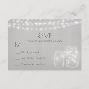 Tarjeta De Confirmación De Asistencia Luces De Hadas Y Mason Jars Rustic Wedtic Wedding