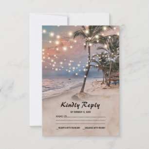 Tarjeta De Confirmación De Asistencia Luces de Playa Tropicales Vintage Tarjeta de Respu