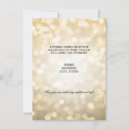 Tarjeta De Confirmación De Asistencia Luces de purpurina dorada para recepción de boda