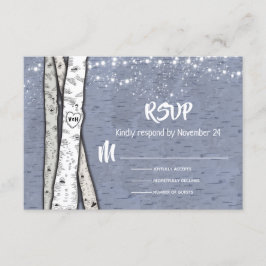 Tarjeta De Confirmación De Asistencia Luces de trineo del Boda Birch Tree por la noche R