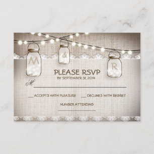 Tarjeta De Confirmación De Asistencia luces del cordón de la arpillera y tarro de