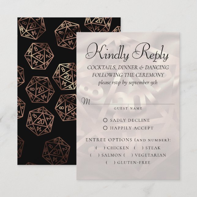 Tarjeta De Confirmación De Asistencia Luces RPG | Copper Fantasy Tabletop Gamer Entree (Anverso / Reverso)