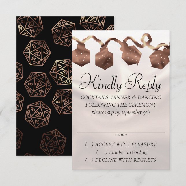 Tarjeta De Confirmación De Asistencia Luces RPG | Dígito de la fantasía del cobre Tablet (Anverso / Reverso)