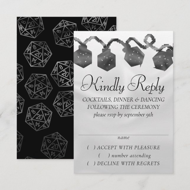 Tarjeta De Confirmación De Asistencia Luces RPG | Fantasía Tabletop Retro PnP Gamer Dice (Anverso / Reverso)