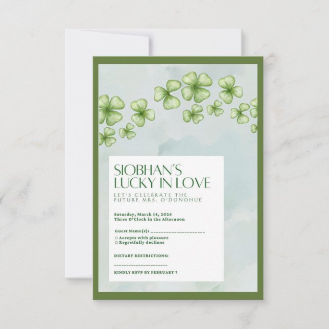 Tarjeta De Confirmación De Asistencia Lucky in Love Bridal Shower Response Card (Anverso)