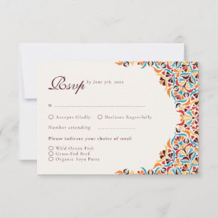 Tarjeta De Confirmación De Asistencia Lujo Caprichoso Estilo Floral Marfil Frontera Boda