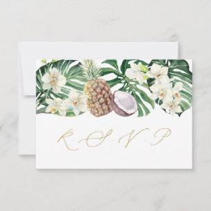 Tarjeta De Confirmación De Asistencia Lujo Tropical Bouquet Boda Responder A Las Opcione