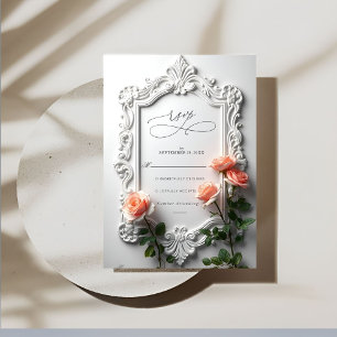 Tarjeta De Confirmación De Asistencia Lujoso Boda de marco floral vintage ornate