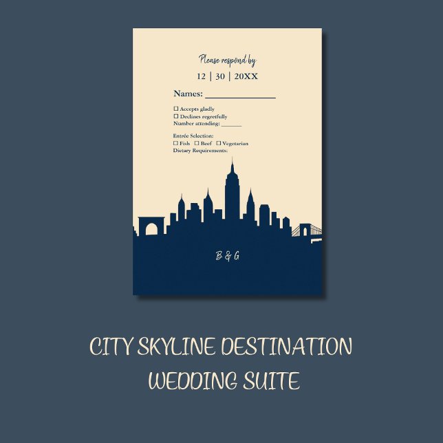 Tarjeta De Confirmación De Asistencia Lujoso Boda Metropolitan Skyline (Subido por el creador)