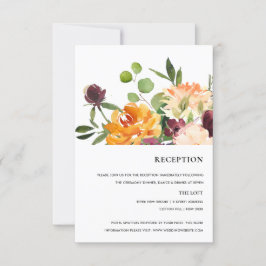 TARJETA DE CONFIRMACIÓN DE ASISTENCIA LUMINOSA RECEPCIÓN DE FLORAL BUNCH DE NARANJA AMAR