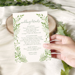 Tarjeta De Confirmación De Asistencia Lush Woodland deja la tarjeta de detalles del Boda