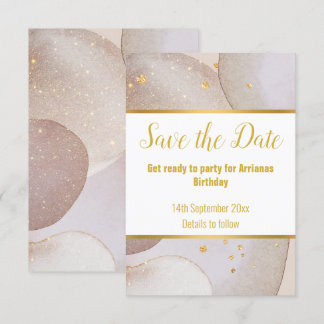 TARJETA DE CONFIRMACIÓN DE ASISTENCIA LUXE ABSTRACT MARBLE BUBBLE GOLD GUVE FECHA