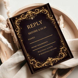 Tarjeta De Confirmación De Asistencia Luxury Gold Ornate Sparkle