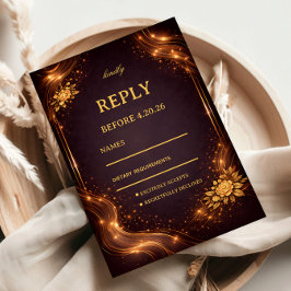 Tarjeta De Confirmación De Asistencia Luxury Gold Sparkle Wave