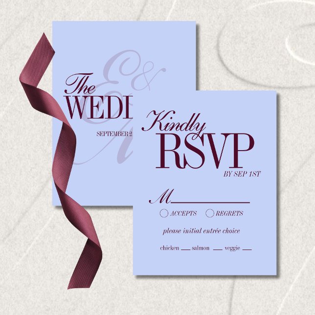 Tarjeta De Confirmación De Asistencia Luxury Periwinkle and Plum Formal Wedding Details (Luxury Periwinkle and Plum Formal Wedding Details RSVP Card)