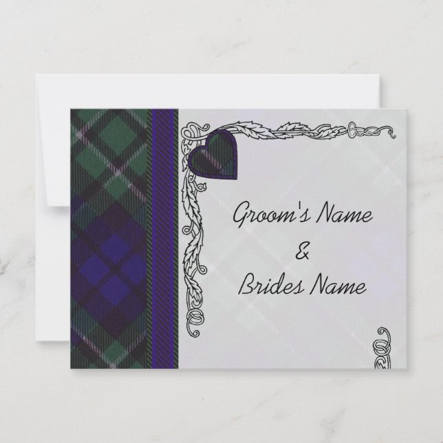 Tarjeta De Confirmación De Asistencia MacCallum Scottish Tartan Heart Design (Anverso)