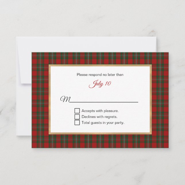 Tarjeta De Confirmación De Asistencia MacFarland Tartan Plaid Boda (Anverso)