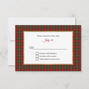 Tarjeta De Confirmación De Asistencia MacFarland Tartan Plaid Boda