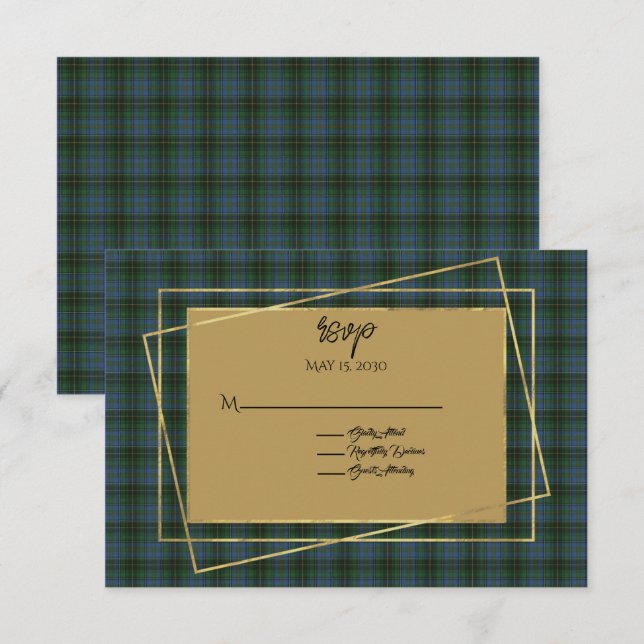 Tarjeta De Confirmación De Asistencia MacInnis Tartan Plaid Boda (Anverso / Reverso)