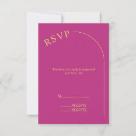 Tarjeta De Confirmación De Asistencia Magenta minimal moderna con Boda de arco