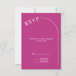 Tarjeta De Confirmación De Asistencia Magenta minimal moderna con Boda de arco